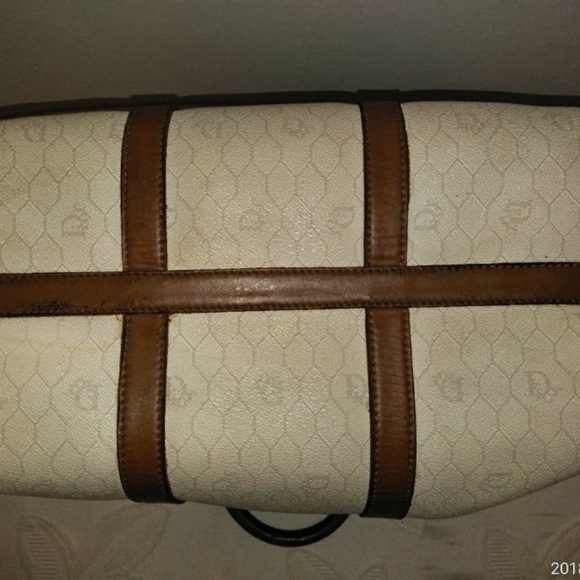 Christian Dior vintage Boston tote monogram tan brown leather strap - Picture 4 of 7